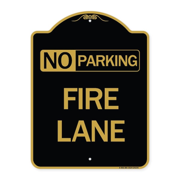 Signmission Designer Series Delaware No Parking Fire Lane, Black & Gold Aluminum Sign, 18" x 24", BG-1824-24195 A-DES-BG-1824-24195 - main